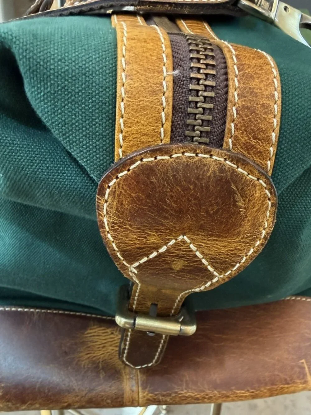 Peter Millar CCNC Leather Canvas Weekender Duffel Bag Friwadsworth NYC Green Bro